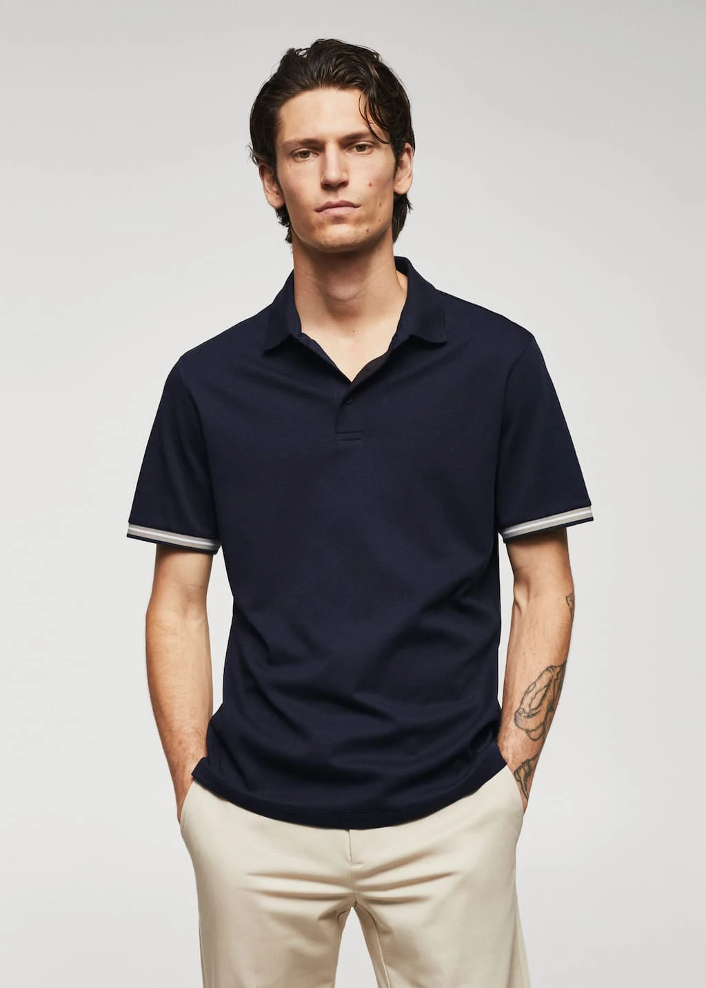 Polo 100 % Coton Liserés Contrastants