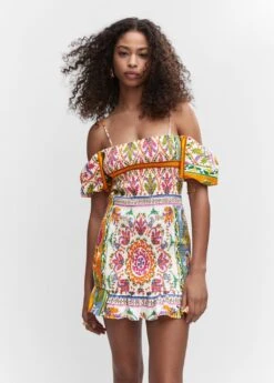 Robe Froncée Manches Bouffantes