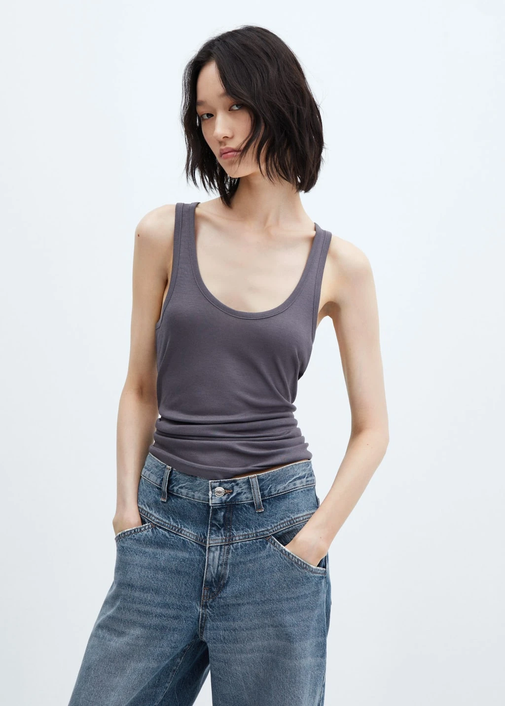 Jean Wideleg Taille Haute Coutures â Image 4