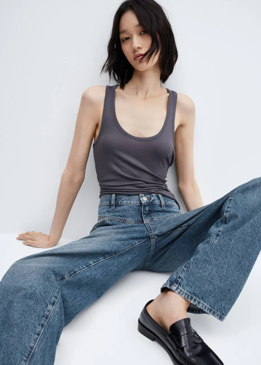 Jean Wideleg Taille Haute Coutures â Image 5