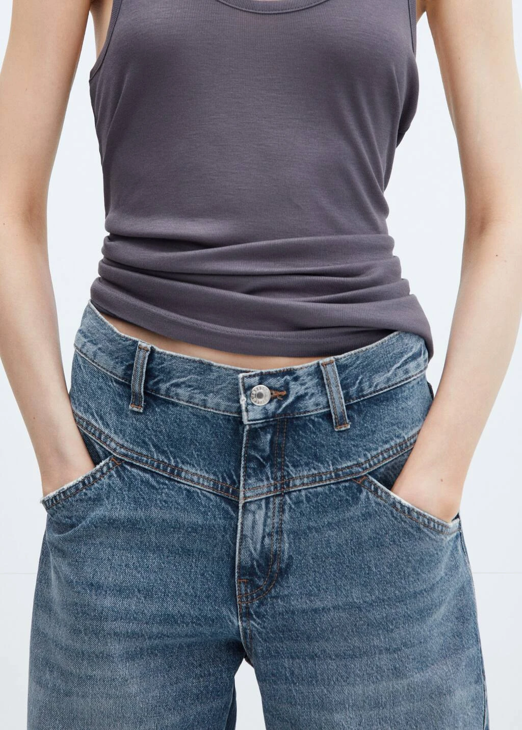 Jean Wideleg Taille Haute Coutures â Image 6