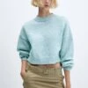 Pull-over Crop Manches Bouffantes
