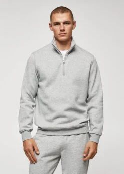 Sweat-shirt Coton Col Zippé