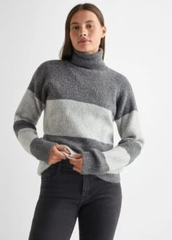 Pull-over Rayé Col Roulé