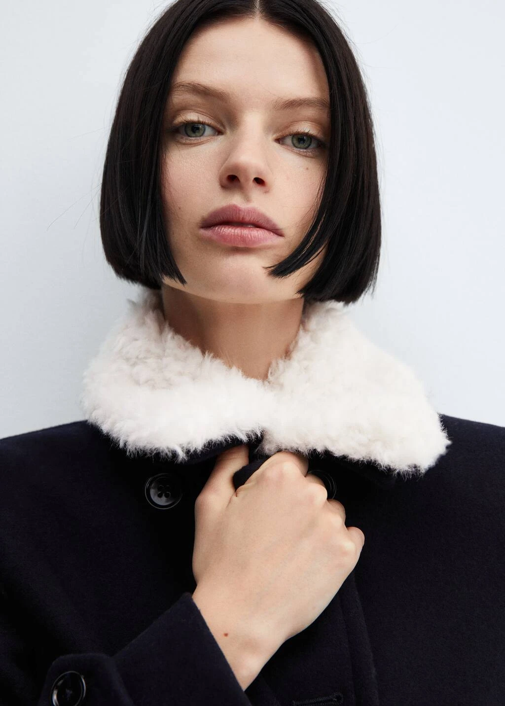 Manteau Double Boutonnage Col Fausse Fourrure – Image 4