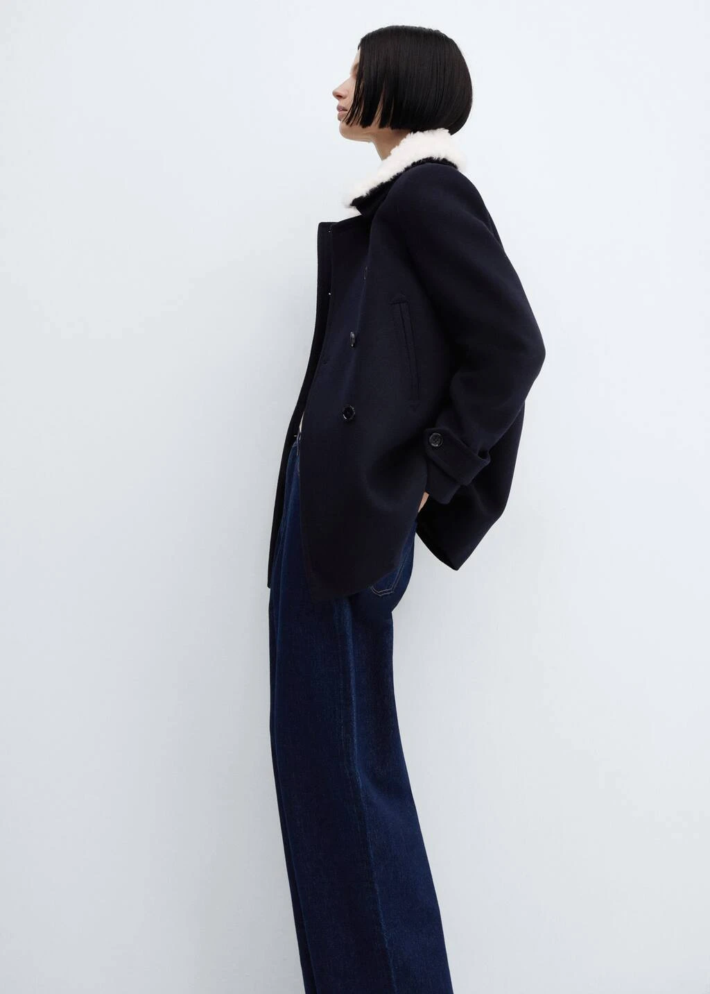 Manteau Double Boutonnage Col Fausse Fourrure – Image 5