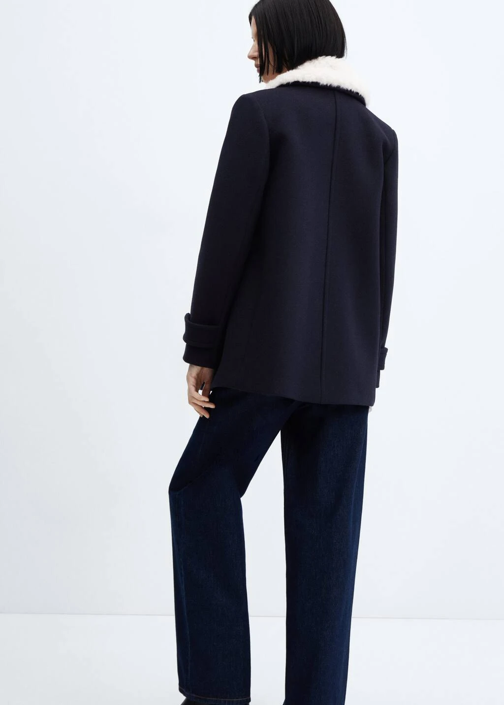 Manteau Double Boutonnage Col Fausse Fourrure – Image 3