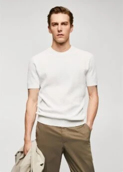 T-shirt 100 % Coton Structuré Côtelé