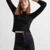 Top Maille Côtelée Ouverture Au Dos
