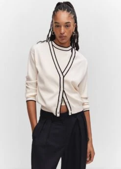 Cardigan Maille Détail Contrastant