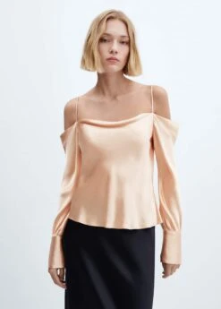 Blouse Satin Col Bénitier