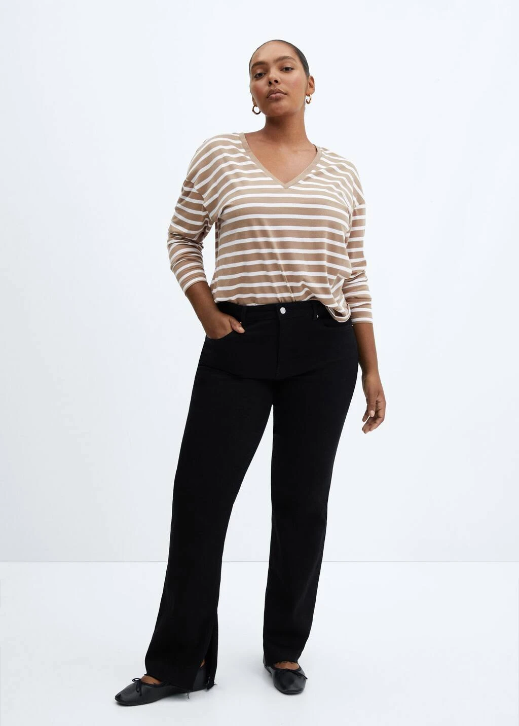 T-shirt Coton Col En V â Image 5