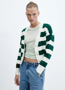 Cardigan Rayé Col En V