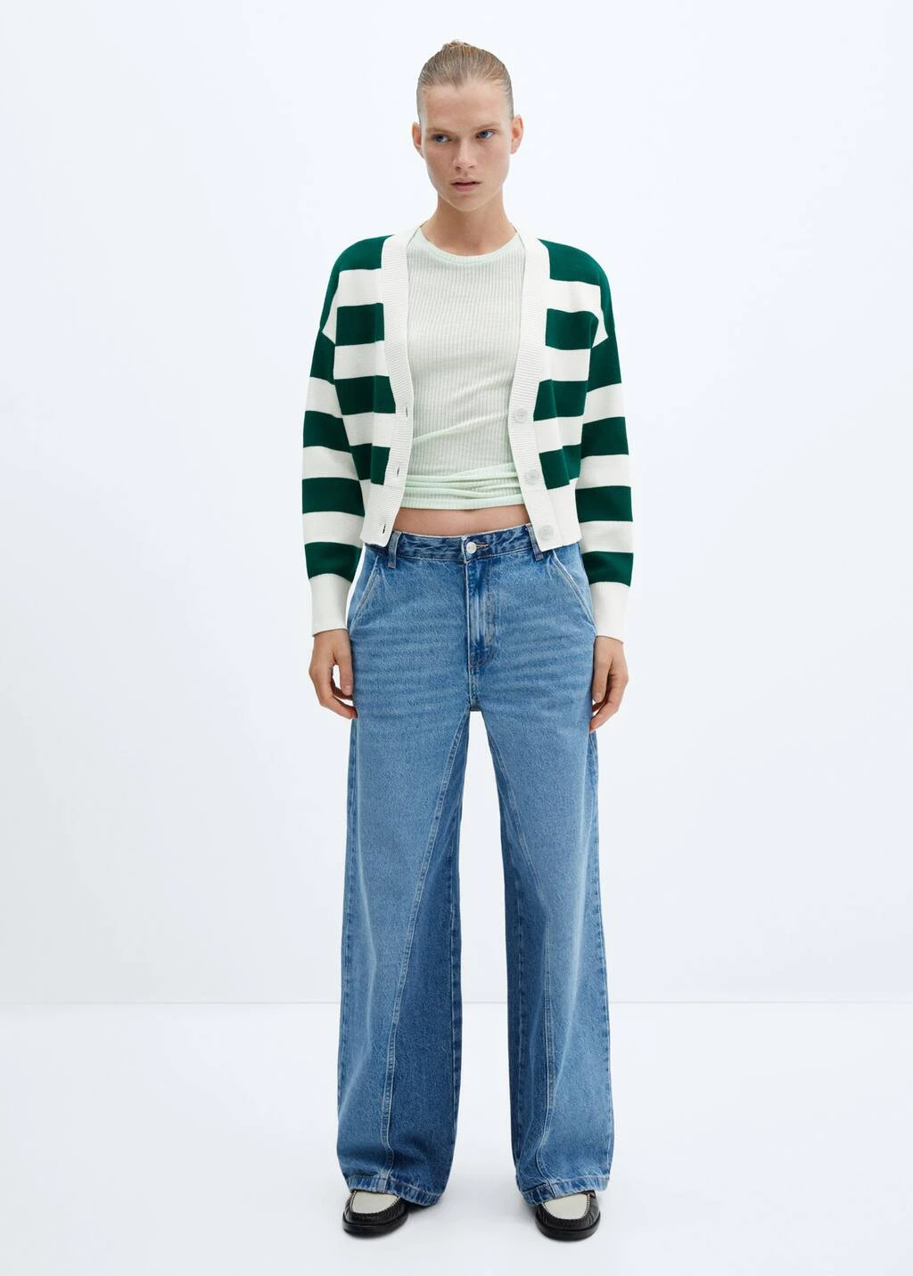 Cardigan Rayé Col En V – Image 2