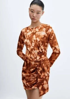 Robe Courte Drapée Tie And Dye