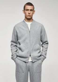 Sweat-shirt Bomber Laine Mélangée