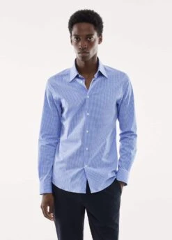 Chemise Micro Carreaux Tissu Stretch