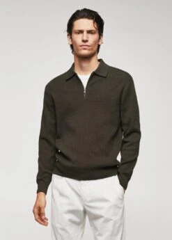 Polo Maille Coton Fermeture Éclair