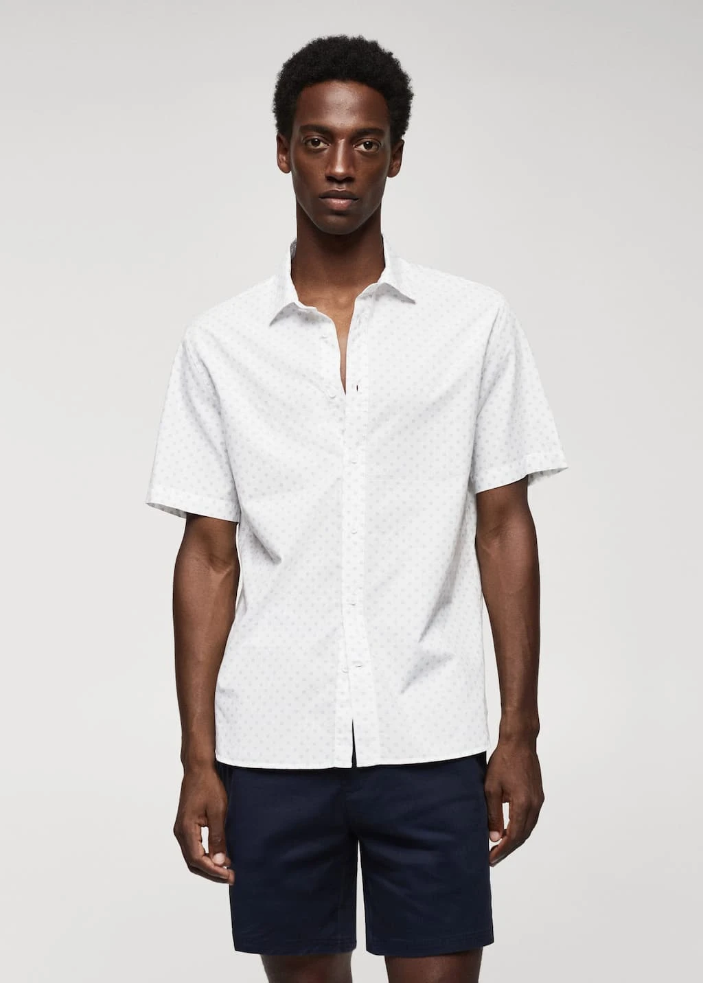 Chemise 100 % Coton Manches Courtes En Micro-imprimé