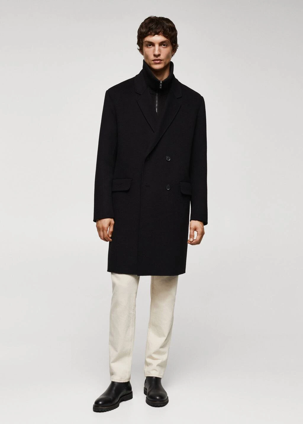 Manteau Croisé Fait Main Laine Recyclée – Image 2