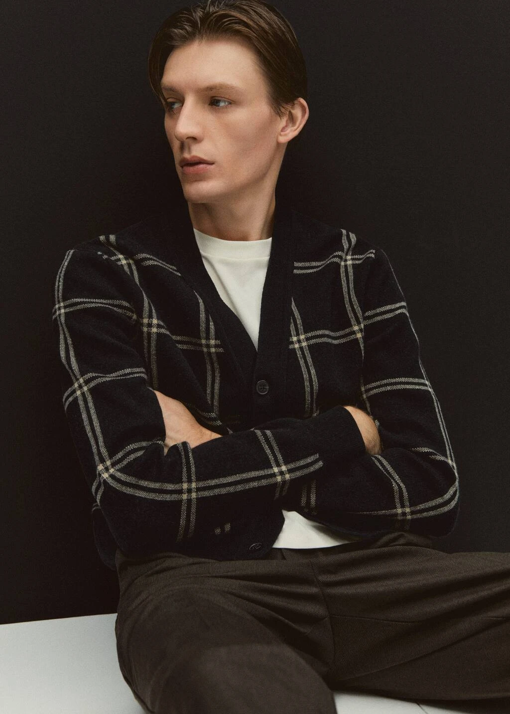 Cardigan Maille Fine Carreaux-fenĂȘtres â Image 6