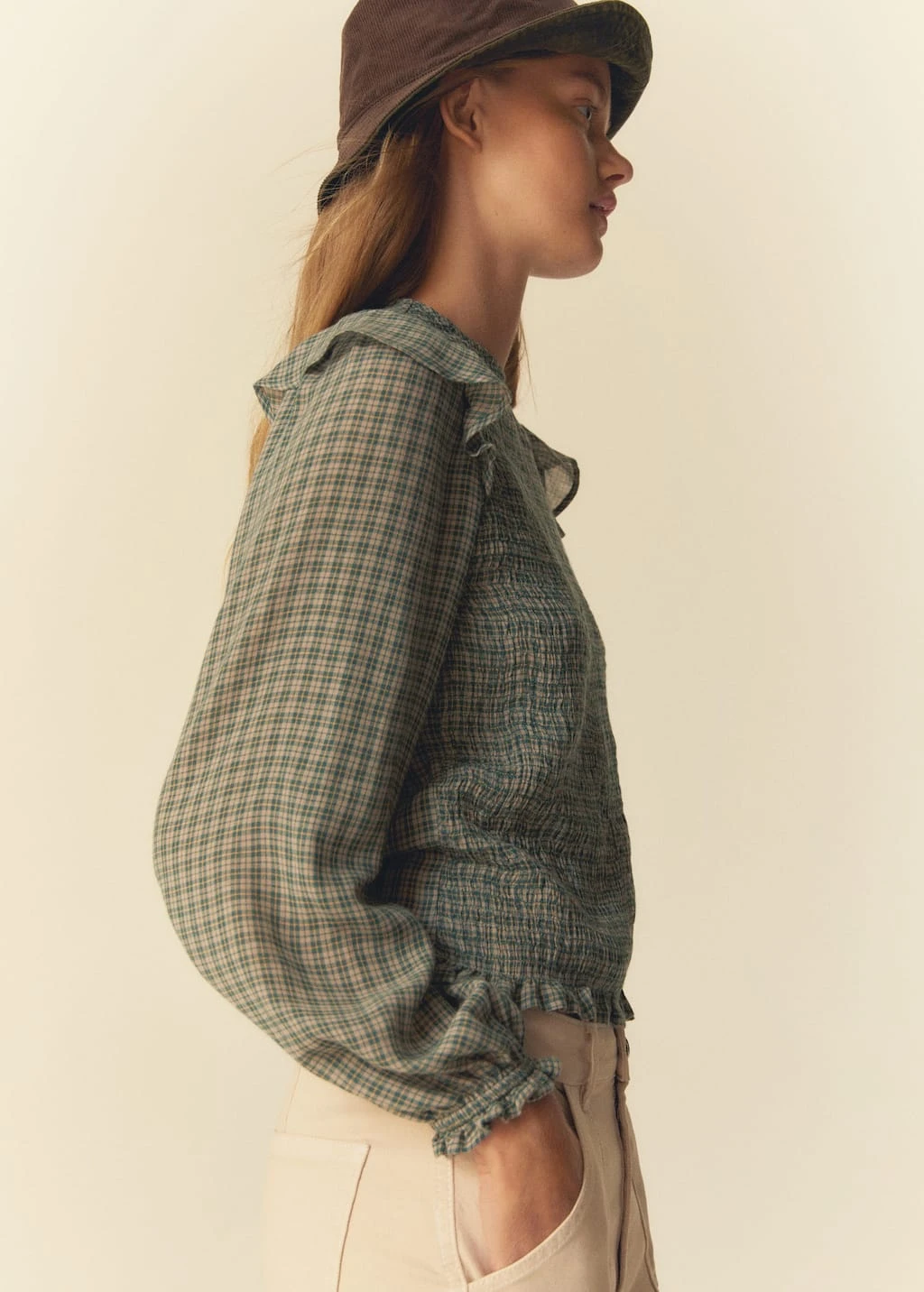Blouse à Carreaux à Volant – Image 5