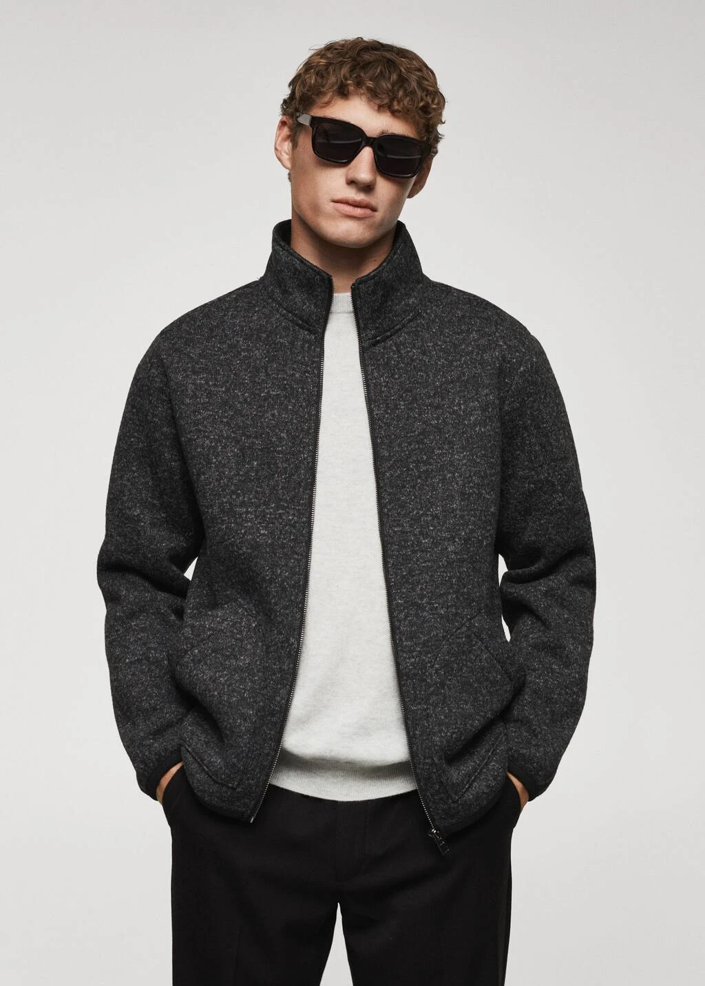 Sweat-shirt Jaspé Fermeture Éclair