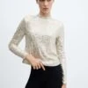 T-shirt Sequins Col Montant