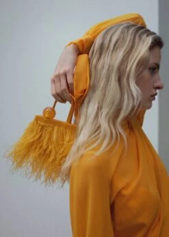 Sac Cuir Orné De Plumes