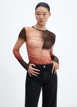 T-shirt Dégradé Détail Froncé