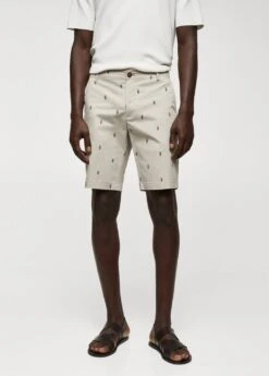 Bermuda Slim-fit Coton Micro-imprimé