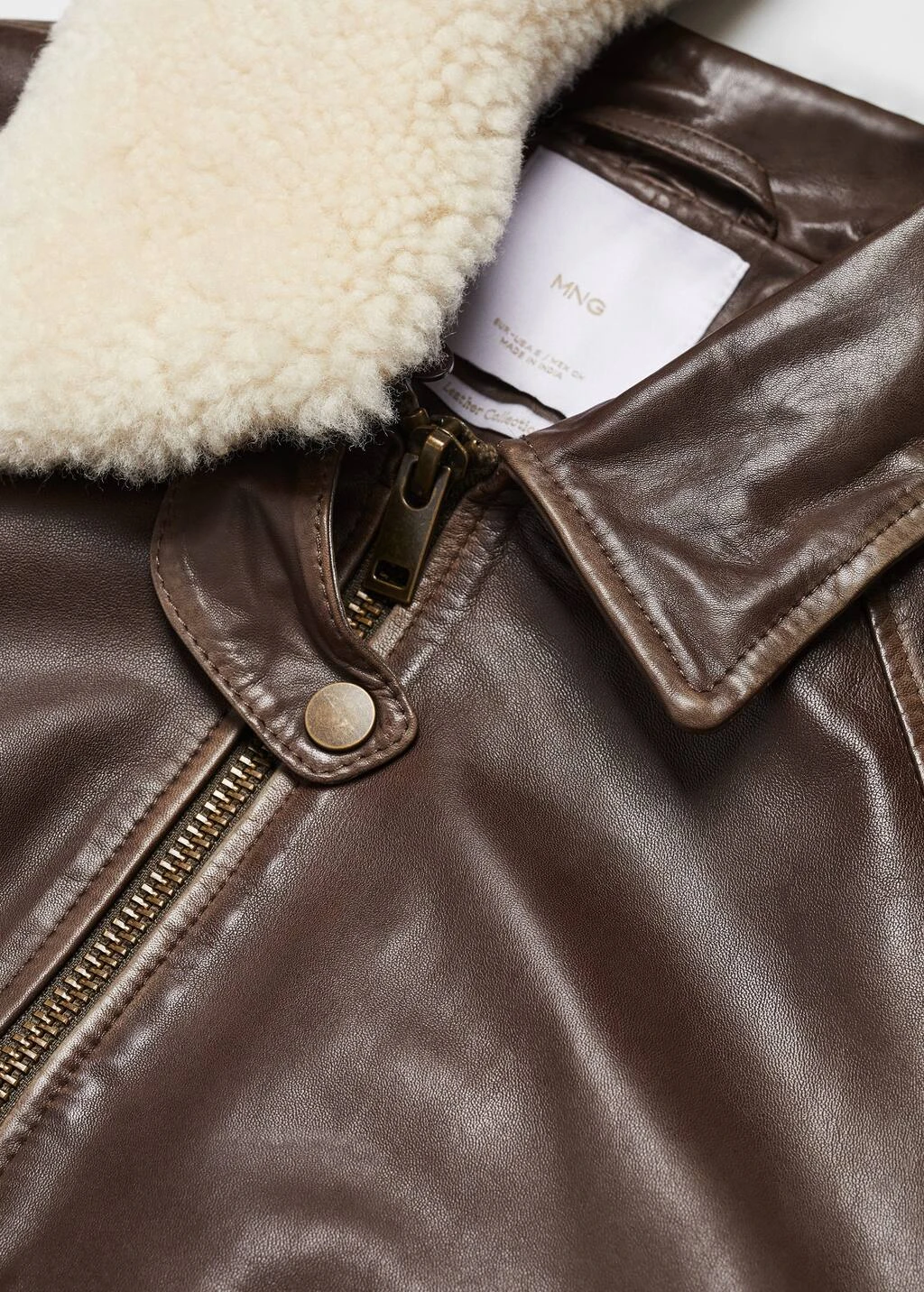 Bomber Cuir Col Imitation Mouton RetournĂ© â Image 7