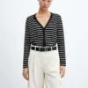 Cardigan Rayures Maille Côtelée
