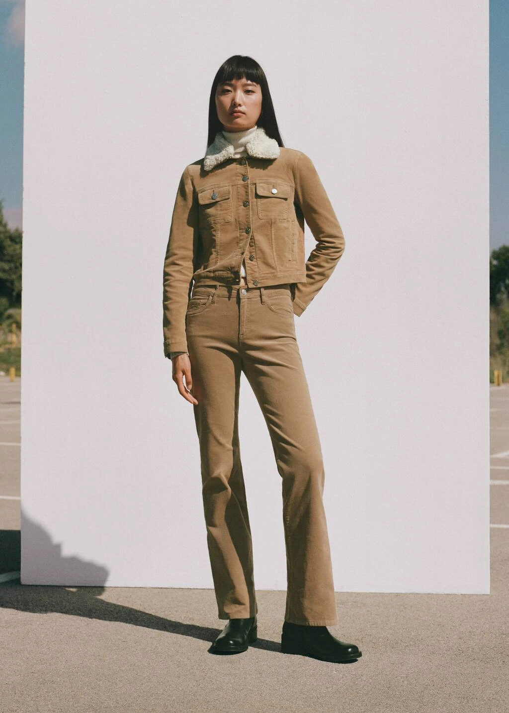 Blouson Velours Côtelé Col Imitation Mouton Retourné – Image 6