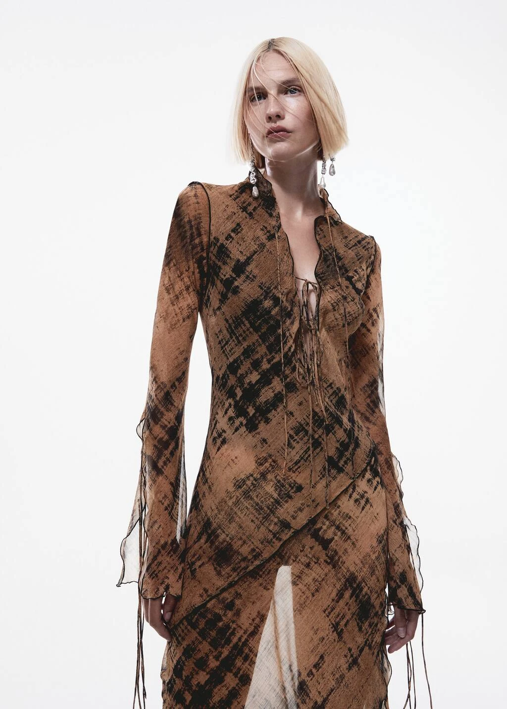 Robe Semi-transparente Imprimée