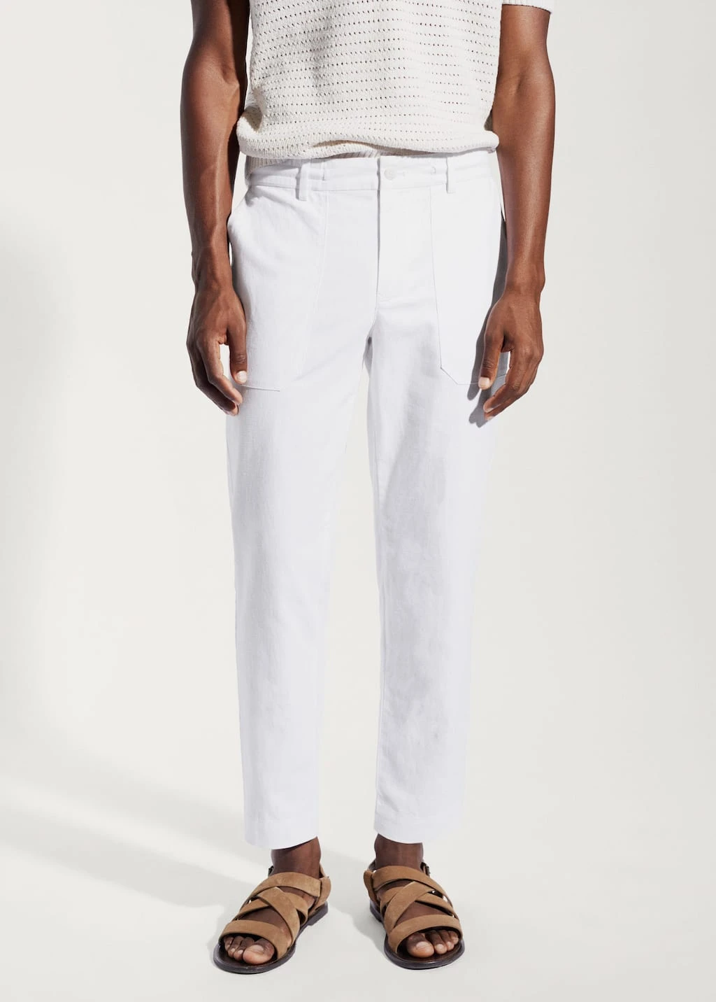 Pantalon Regular Fit Coton Lin