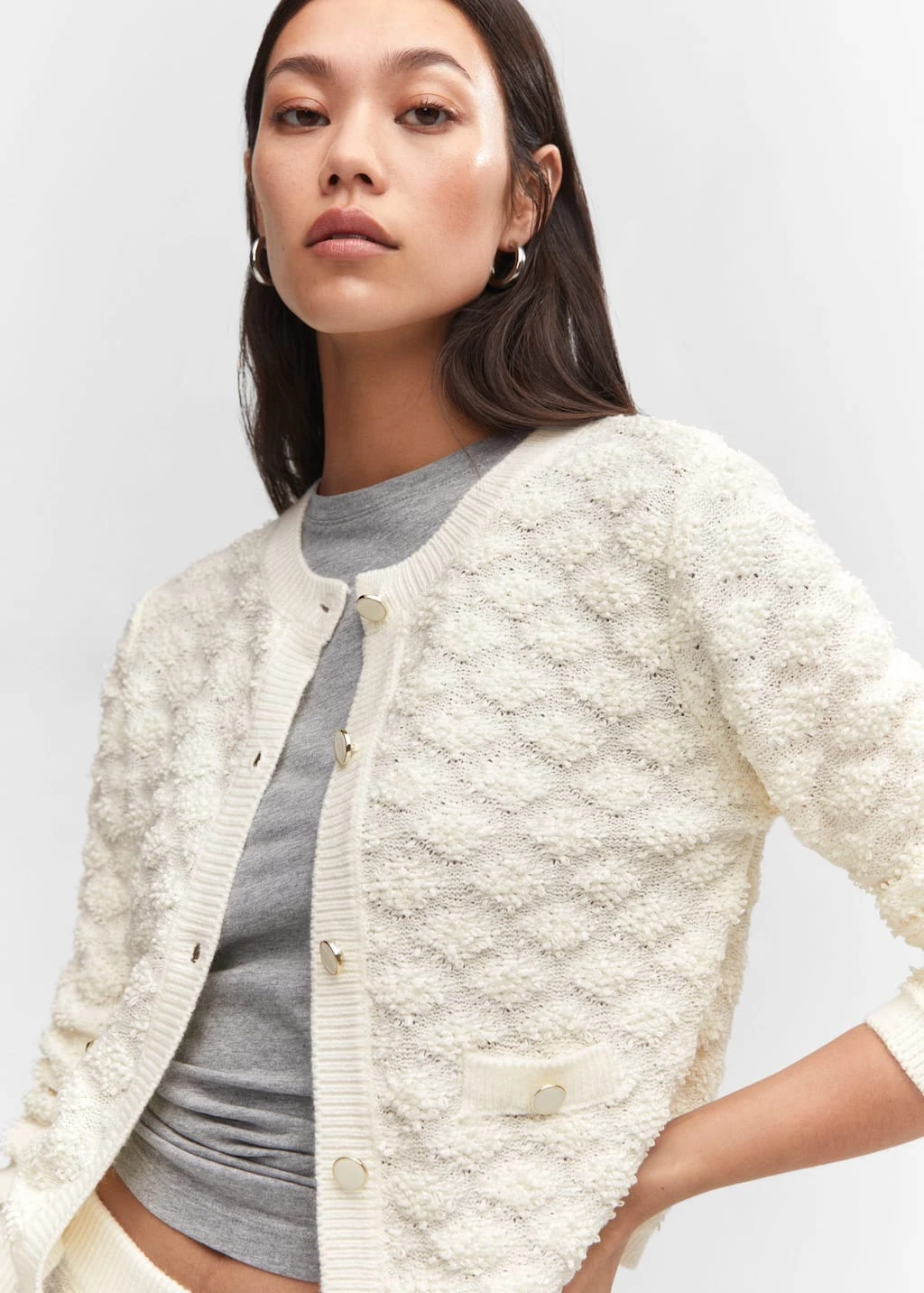 Cardigan TexturĂ© Boutons â Image 4