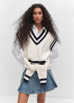 Gilet Col V Contrasté