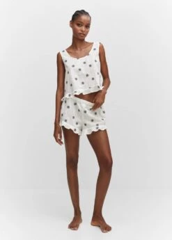 Top Pyjama Brodé Fleurs