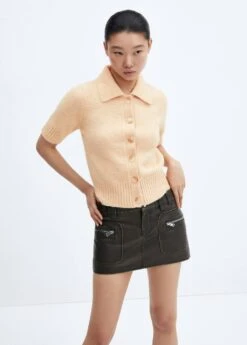 Cardigan Manches Courtes Col Chemise