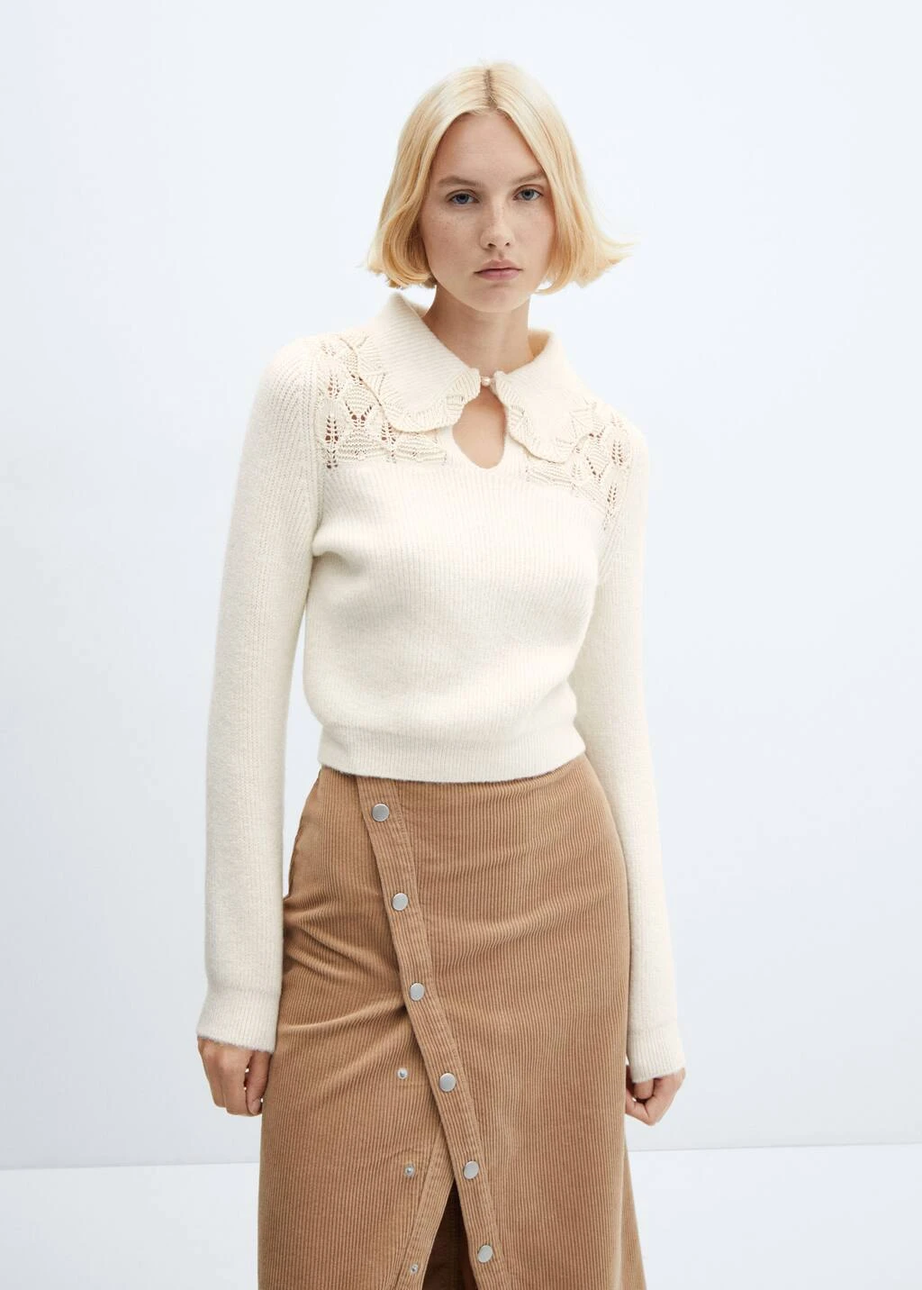 Pull-over Col Maille Ajourée