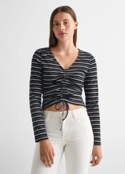 T-shirt Froncé Manches Longues