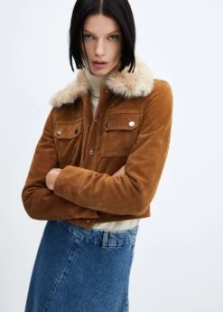 Veste Cuir Col Fausse Fourrure