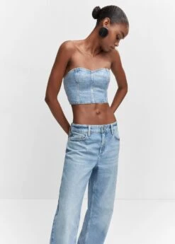 Top Style Corset En Jean Détails Brillants