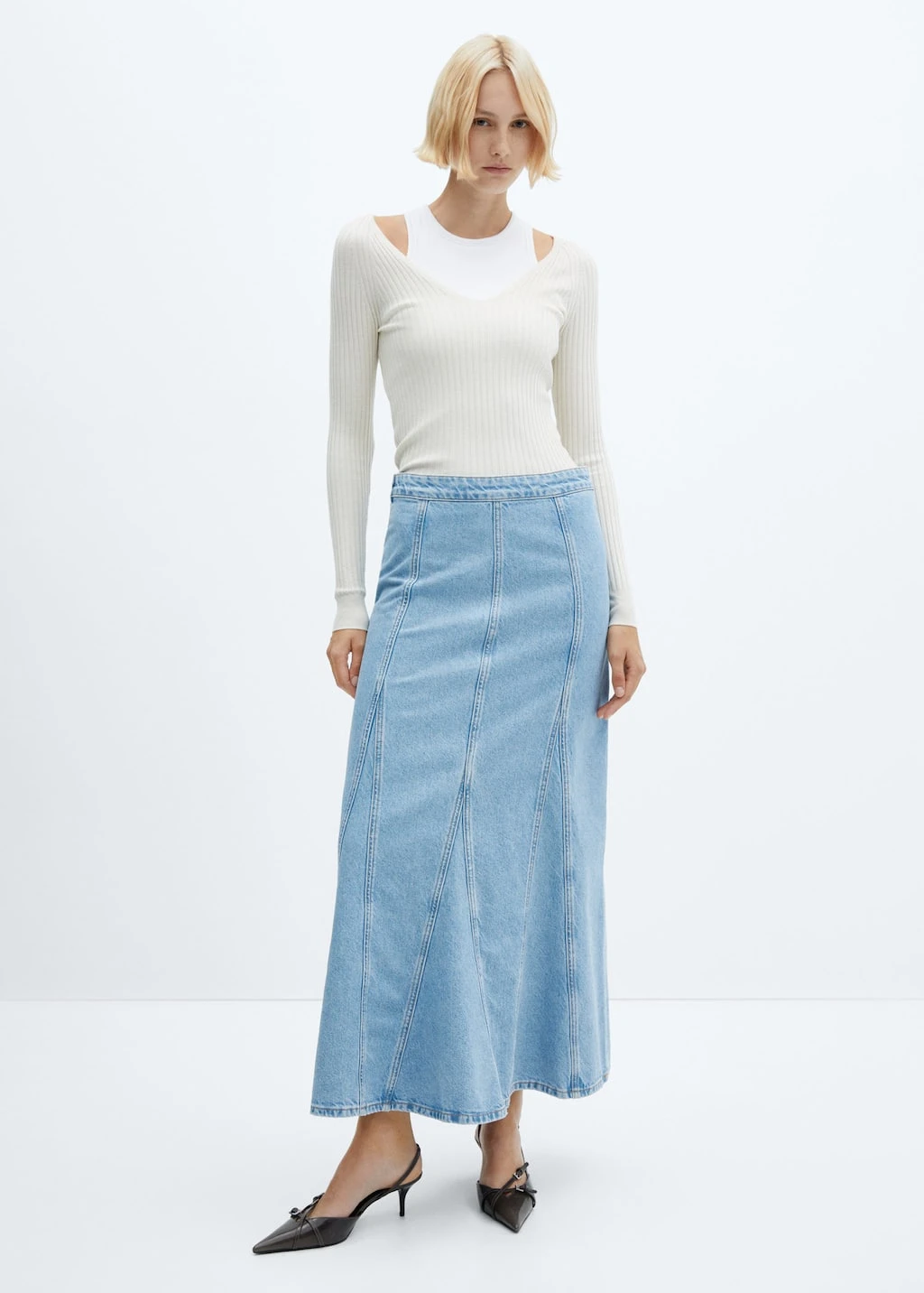 Jupe Longue En Jean Coutures – Image 2