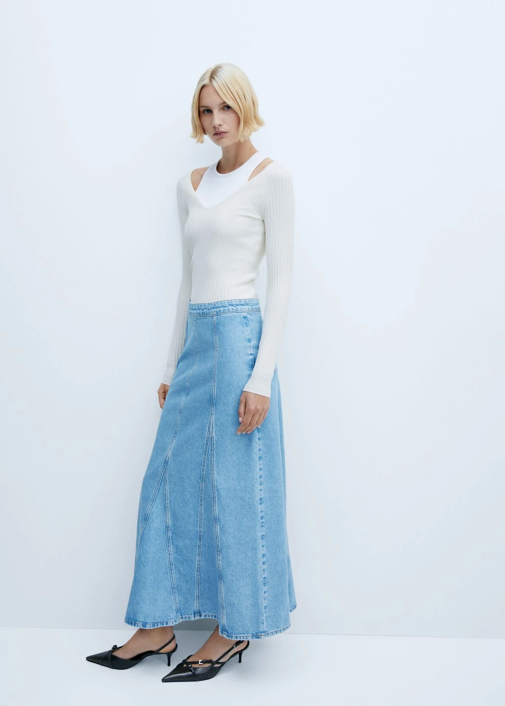 Jupe Longue En Jean Coutures – Image 5