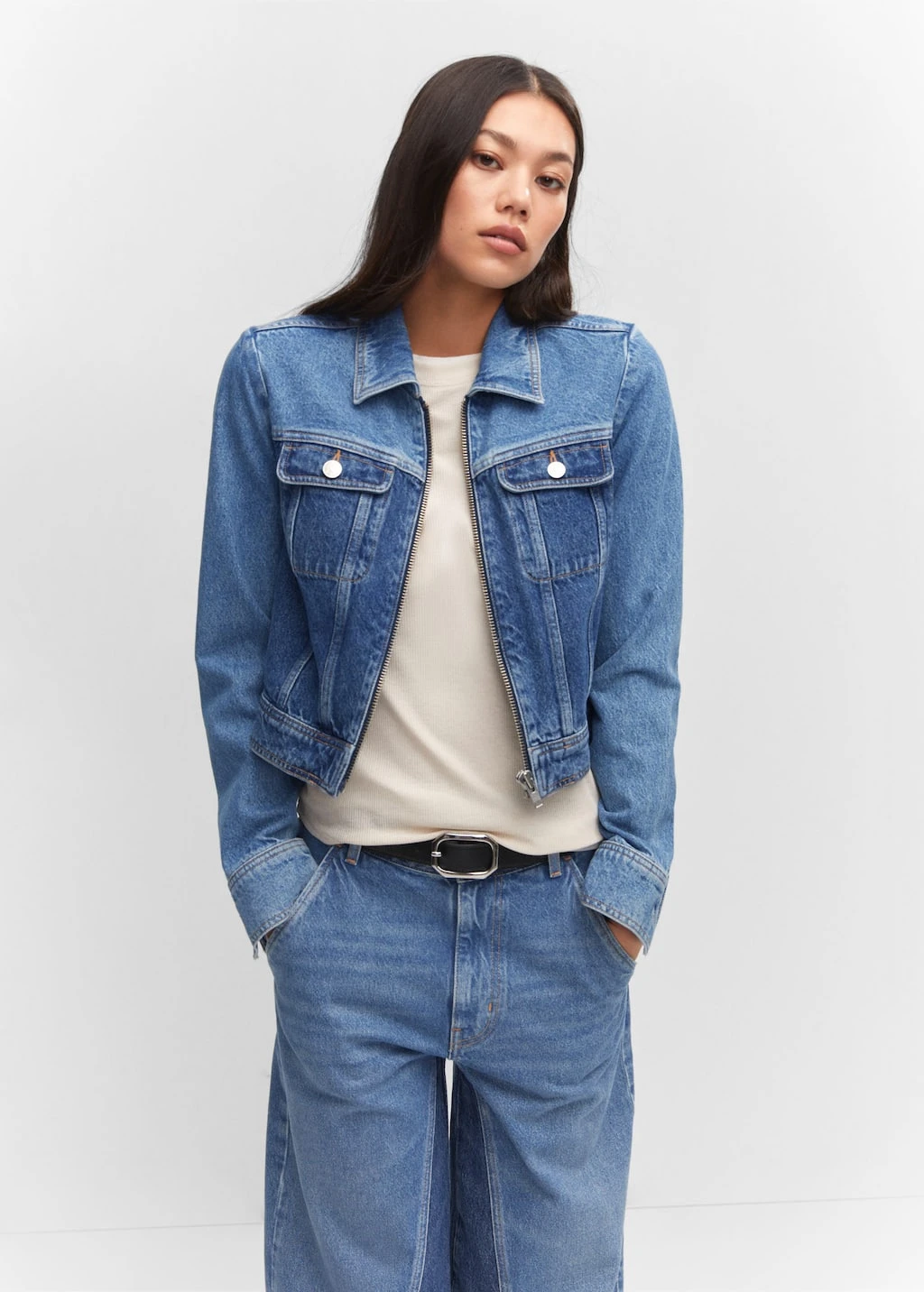 Blouson En Jean Contrasté