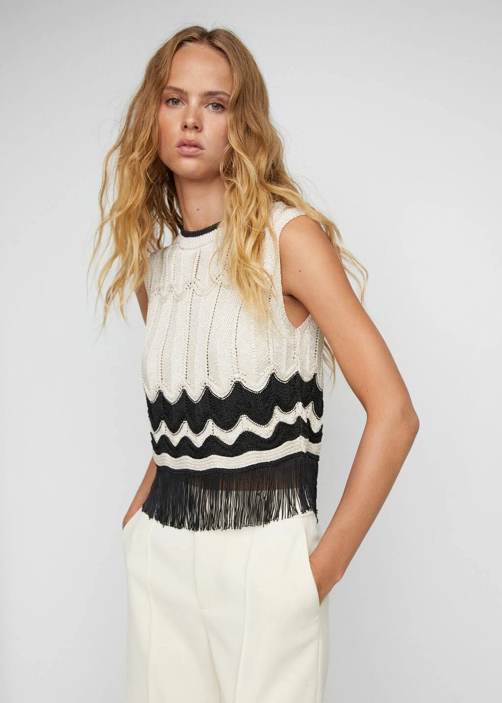 Top Maille Détail Franges