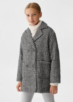 Manteau à Revers Et Carreaux
