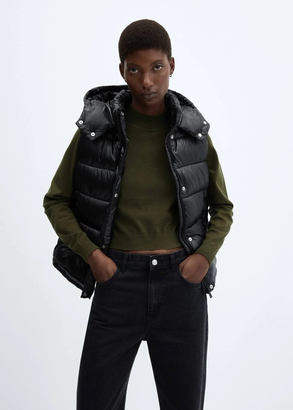 Gilet Matelassé Imperméable à Capuche – Image 9
